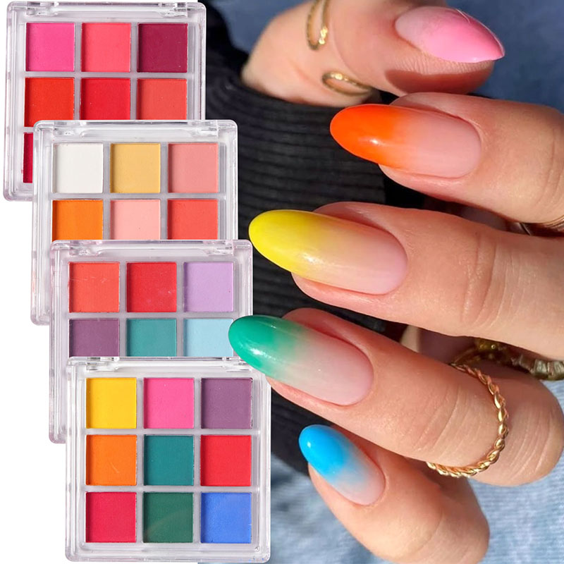 Nail Art Ombre Glitter - 9 Colors Gradient Manicure Nail Art