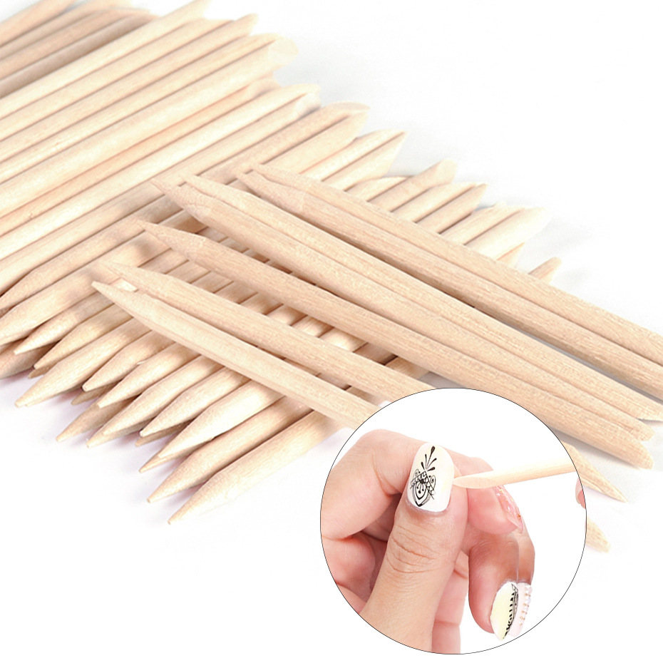 Nail Art Orange - 100pcs Wooden Cuticle Pusher Remover Nail