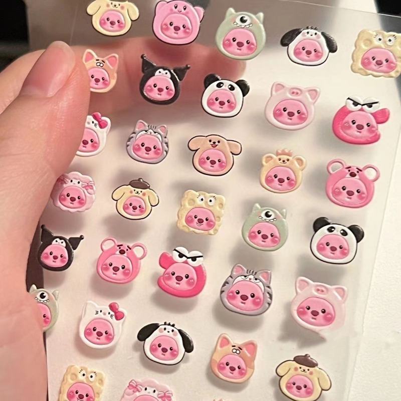 Nail Art Quirky - 2pcs Cute Beaver Loopy Stickers Cartoon