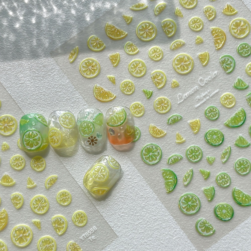 Nail Art Yellow - Summer Fruit Nail Stickers 5D Embossed