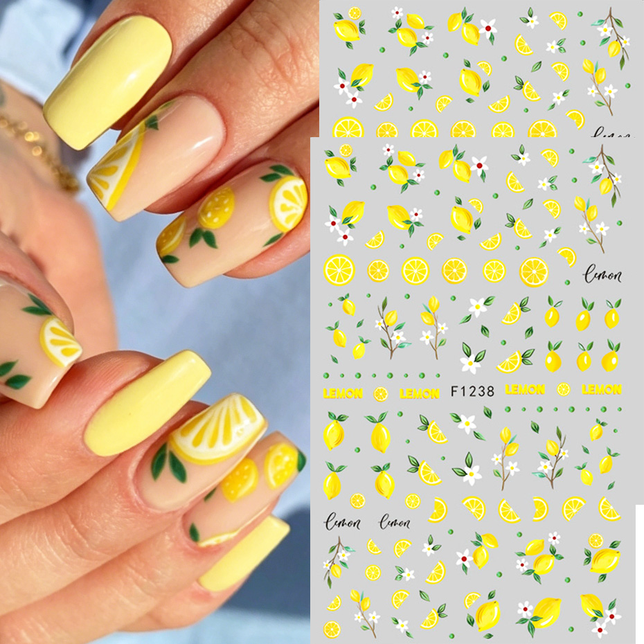 Nail Art Yellow - 2pcs Yellow Lemon Slice Nail Art