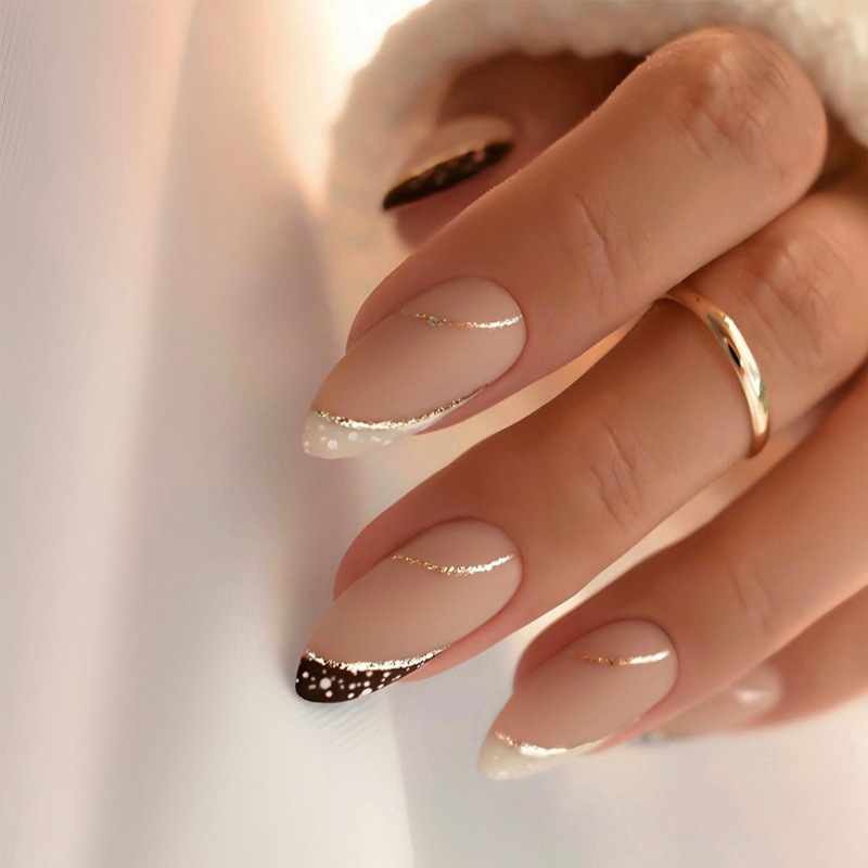 Nail Art Fake - 24 pieces French-style wearable nails fake