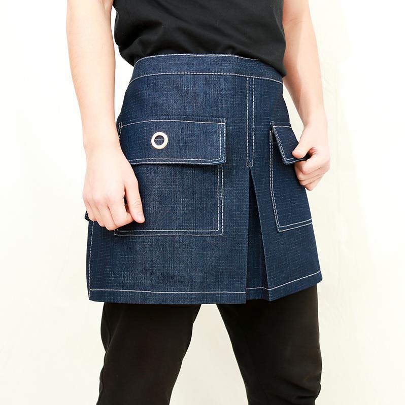 Nail Art Denim - Bust Apron Printed Lettering Restaurant Bubble