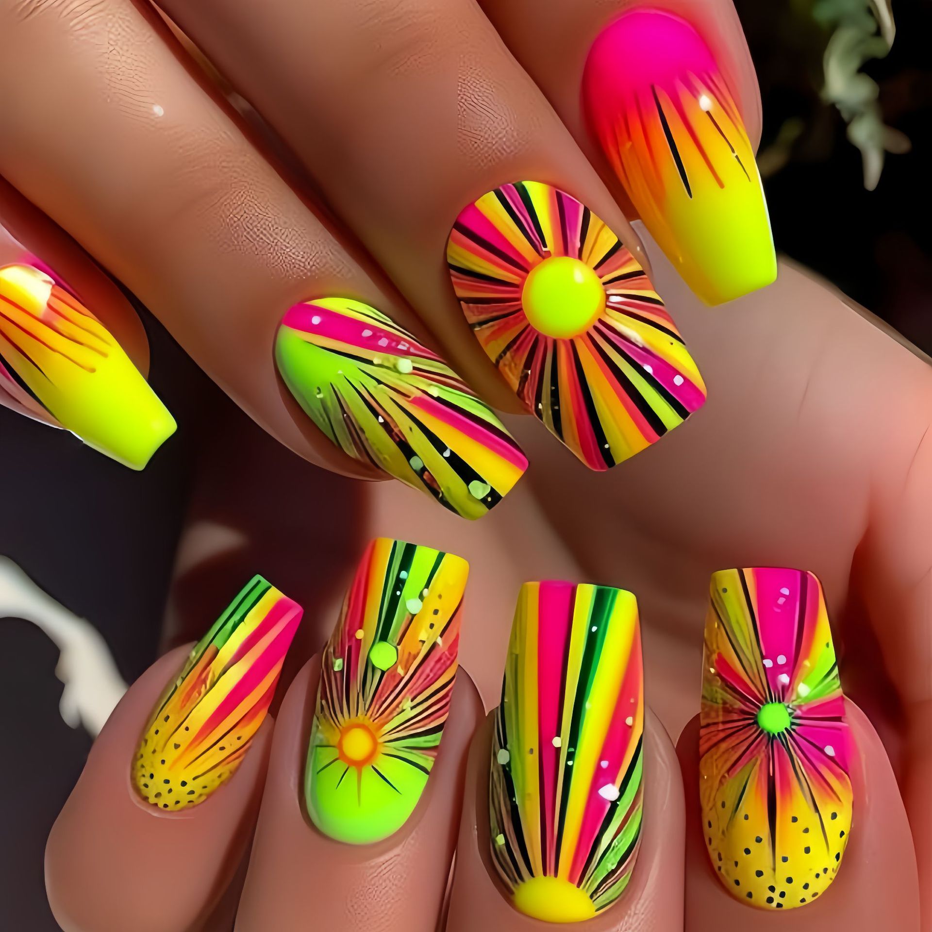 Nail Art Ombre Glitter - Colorful Ombre Press on Nails Glitter