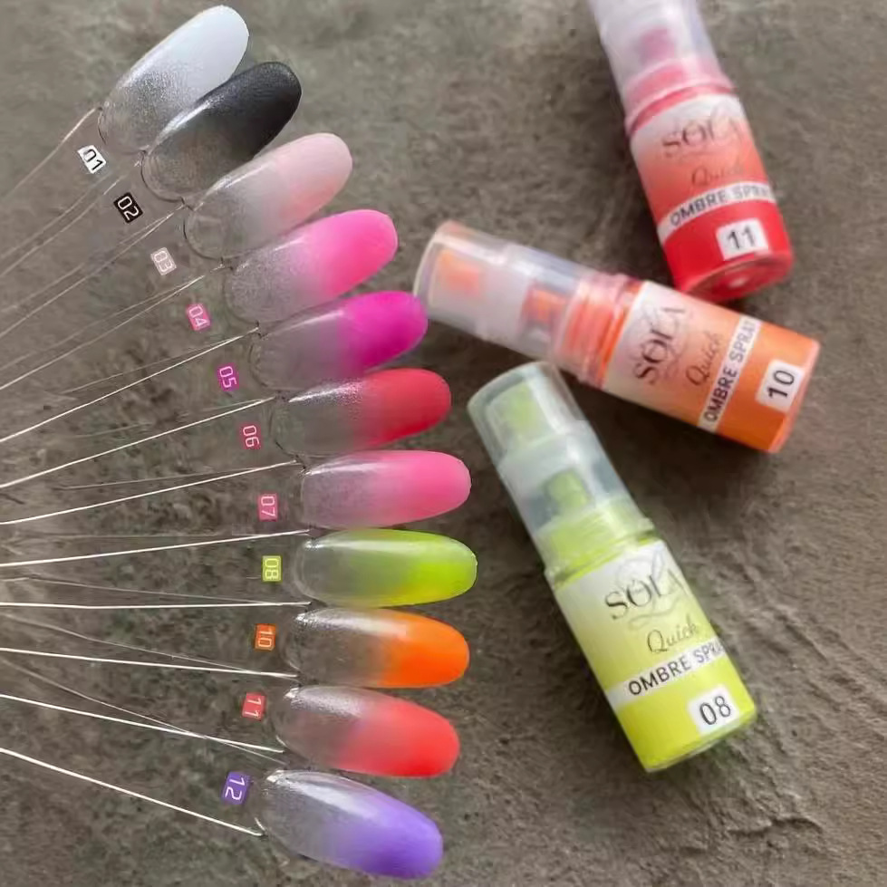 Nail Art Ombre Glitter - Pastel Neon Gradient Powder Nail Art