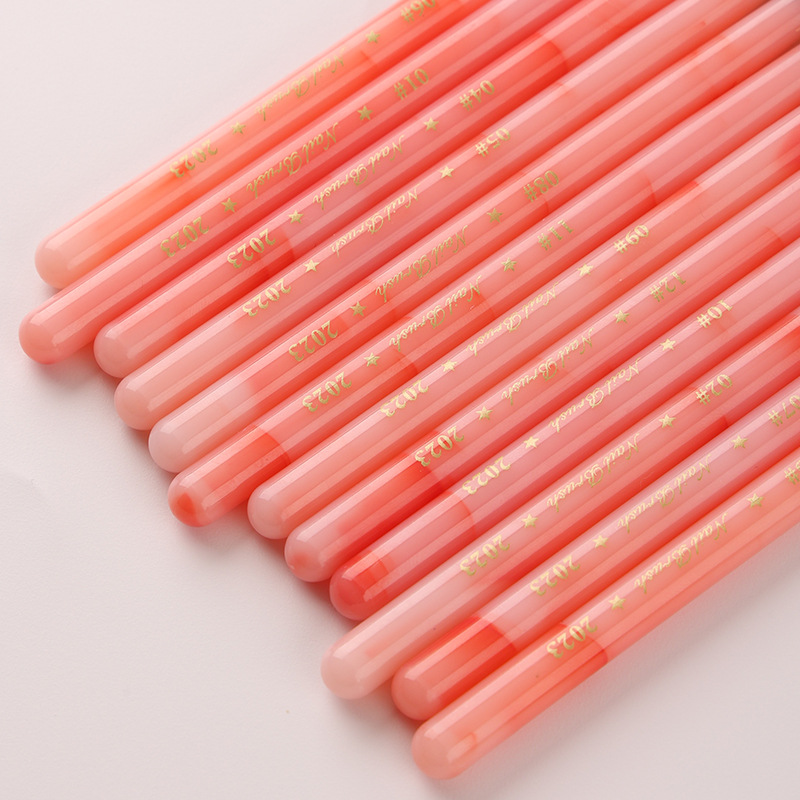 12Pcs Pink Inlaid Jade Handle  - Nail Art Pink Soft recension och pris