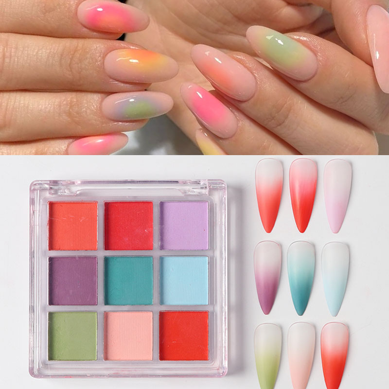 9 Colors Gradient Manicure Nai - Nail Art Ombre Glitter recension och pris