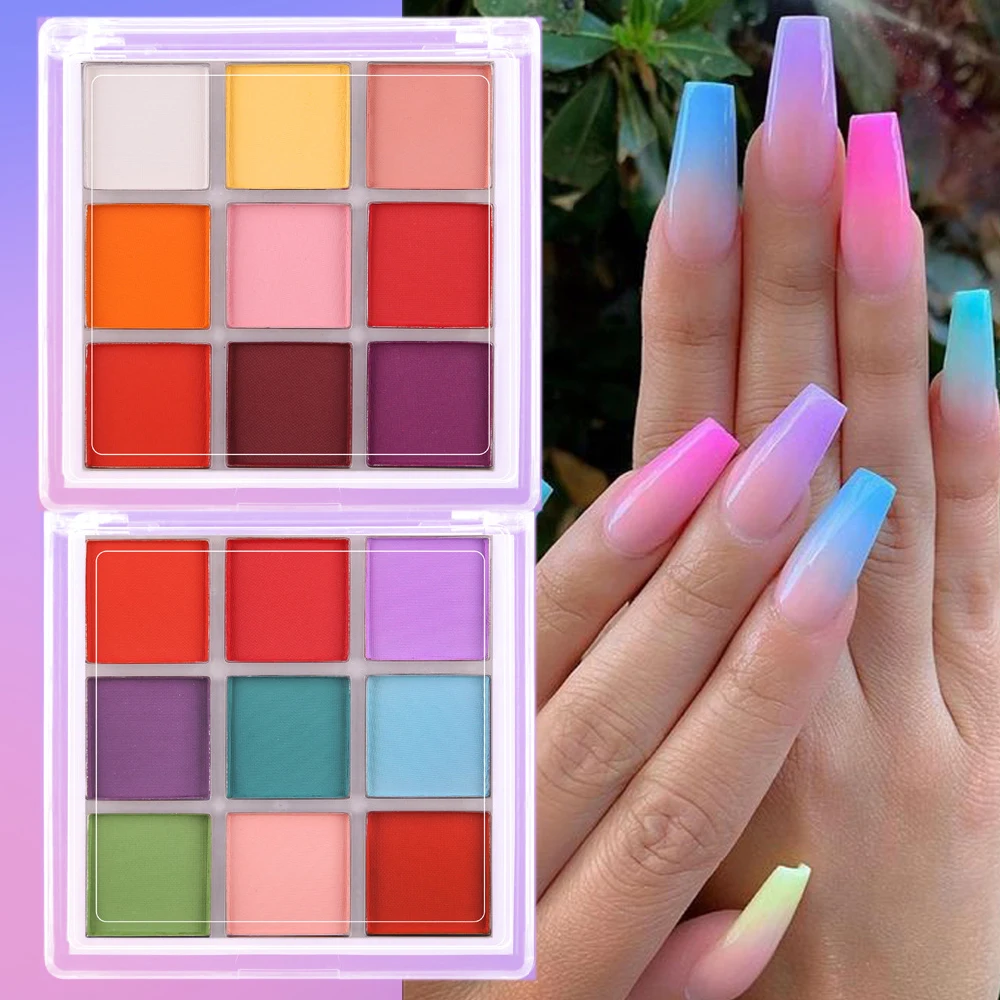 9 Colors Nail Pigment Palette  - Nail Art Ombre Glitter recension och pris