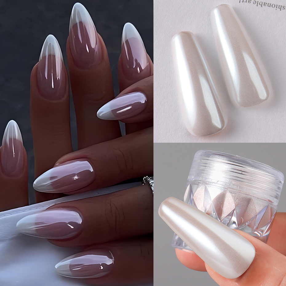 1 Box White Chrome Pearl Nail  - Dip Powder Nail recension och pris
