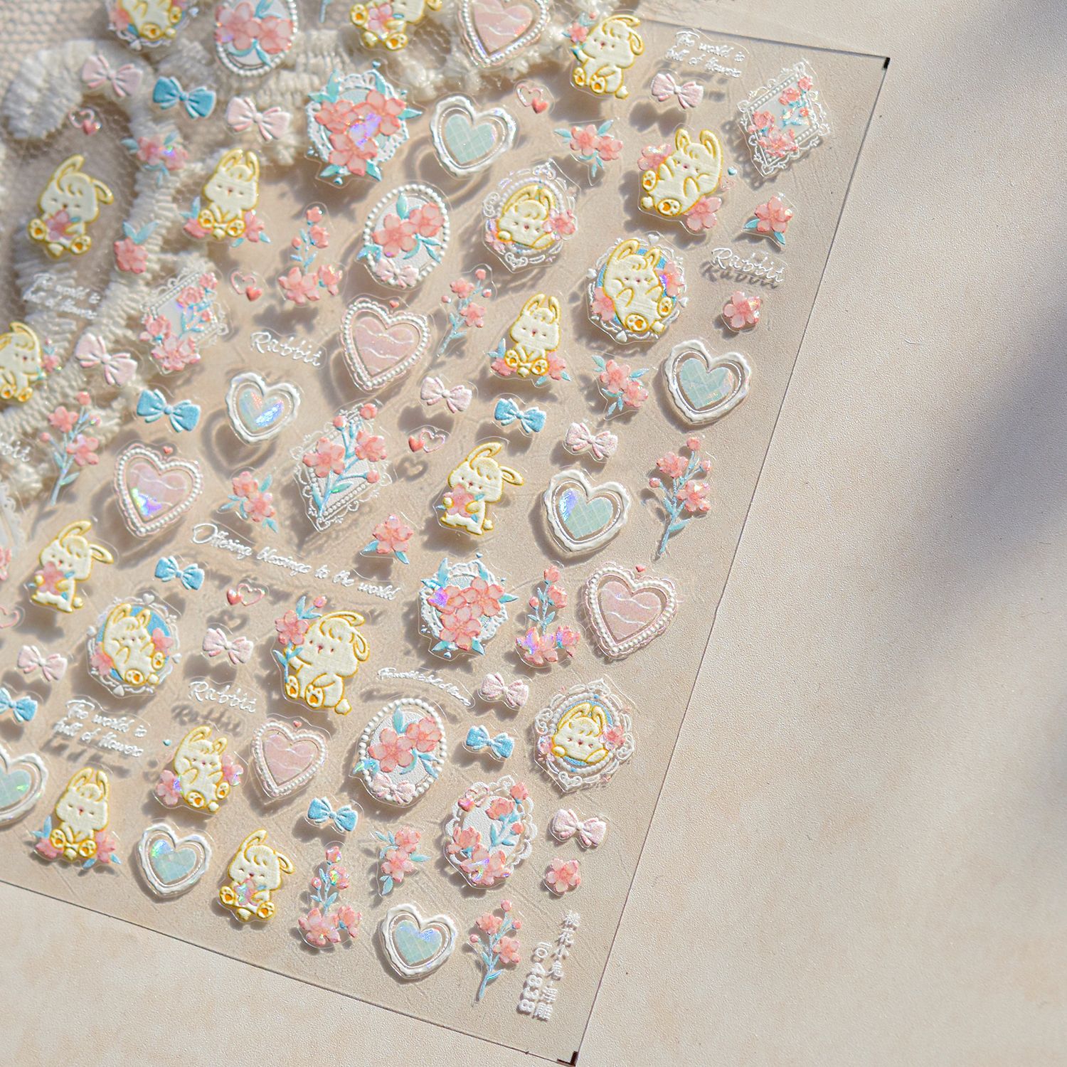 5D Cute Rabbit Love Heart Peac - Nail Art Yellow recension och pris