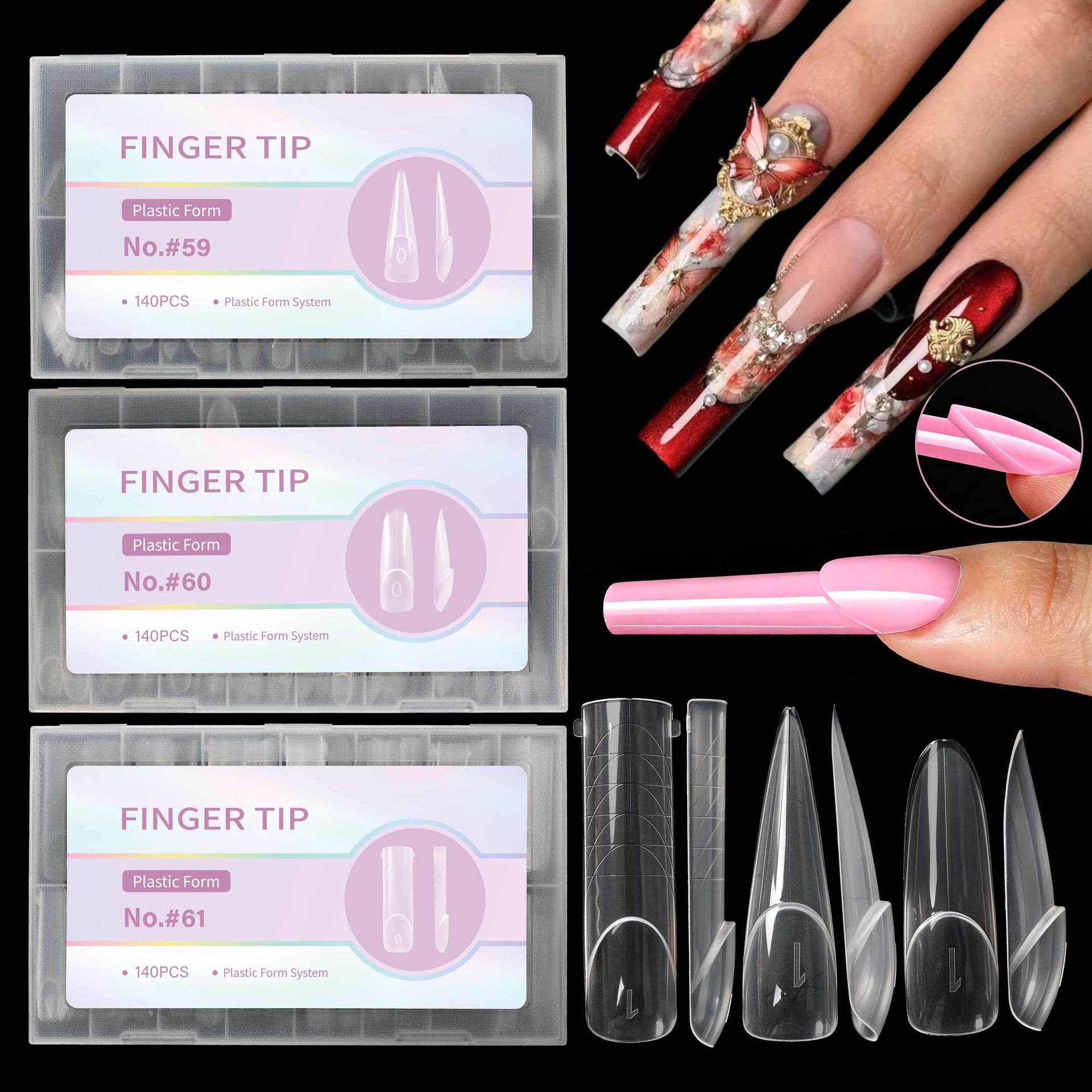 140pcs Flat Edge Nail Extensio - Nail Art Denim recension och pris