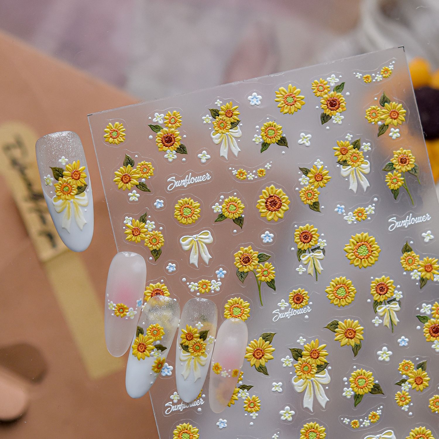 1pcs Summer 5D Embossed Flower - Nail Art Yellow recension och pris