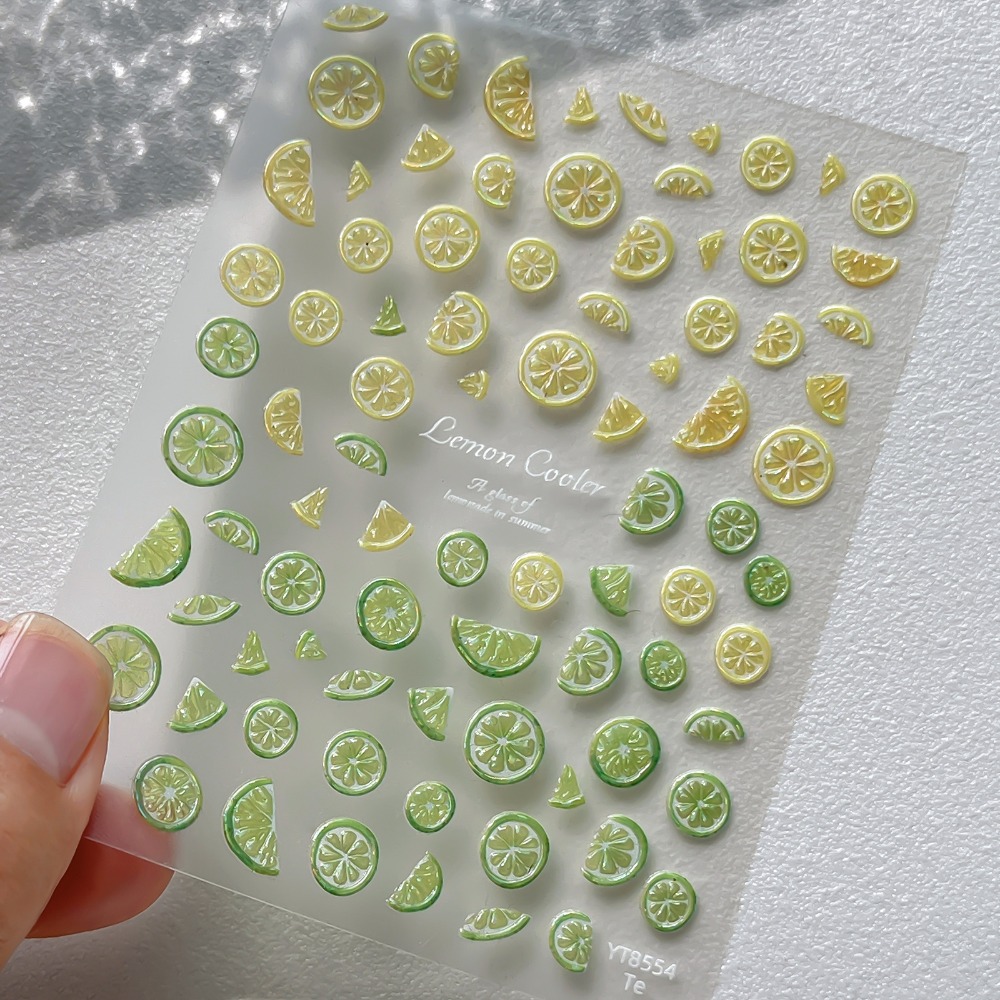 Summer Fruit Nail Stickers 5D  - Nail Art Yellow recension och pris