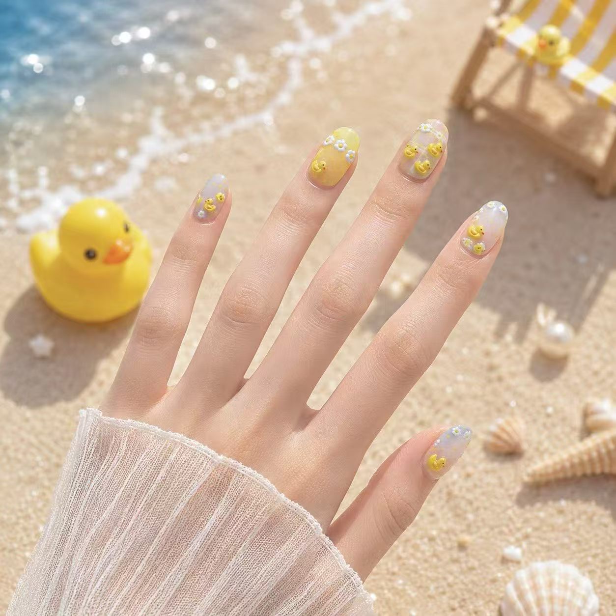 Kawaii Yellow Duck Crab Nail S - Nail Art Yellow recension och pris
