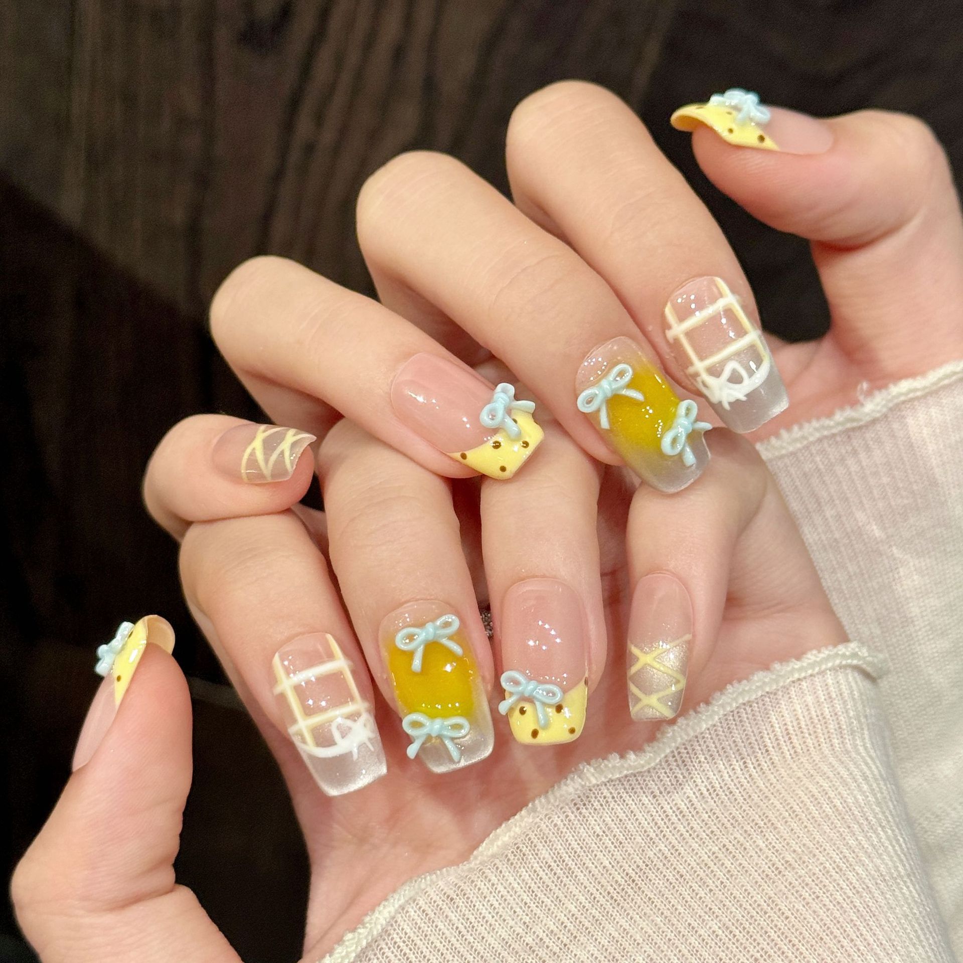 10pcs Handmade Kawaii Cute Gra - Nail Art Yellow recension och pris