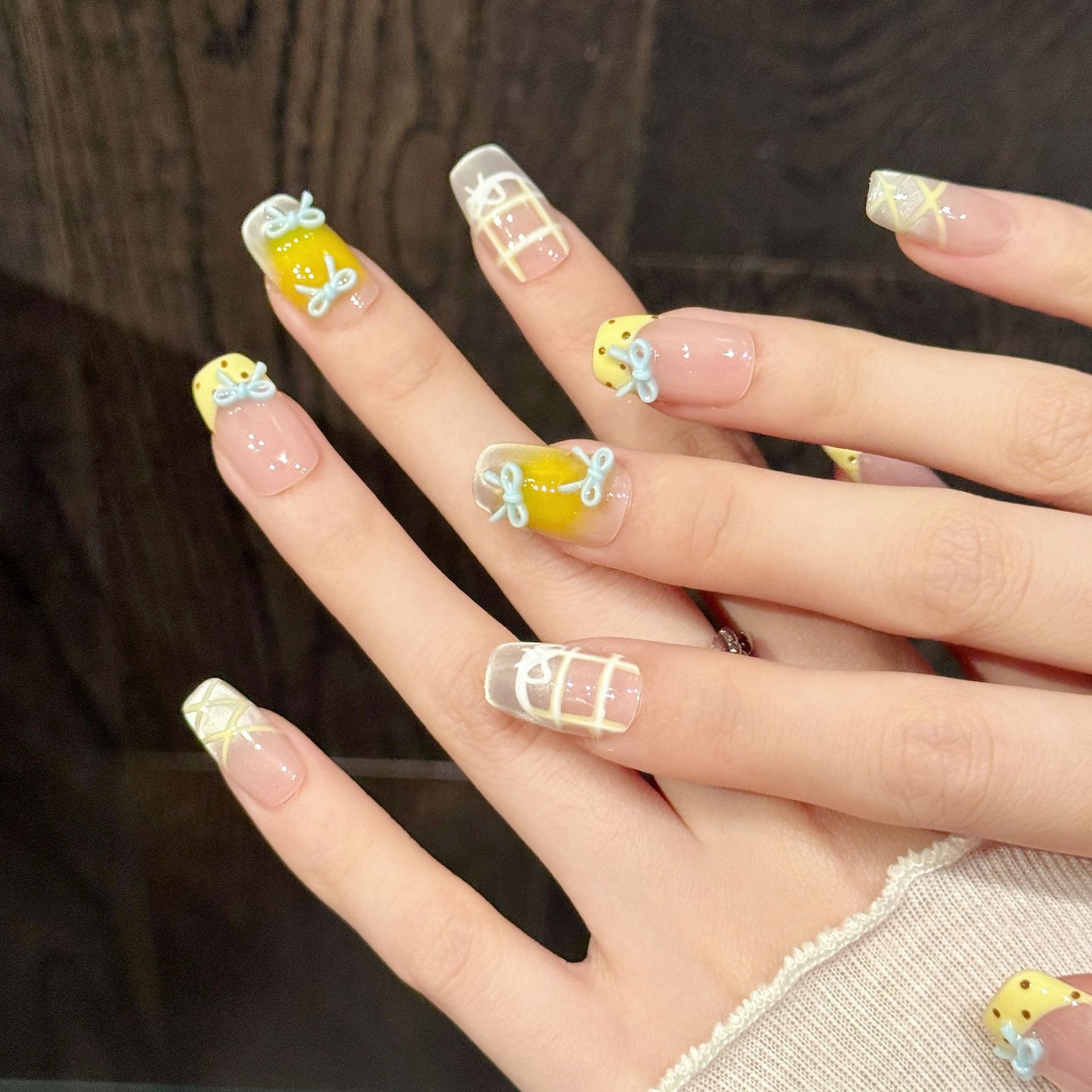 10pcs Handmade Kawaii Cute Gra - Nail Art Yellow recension och pris