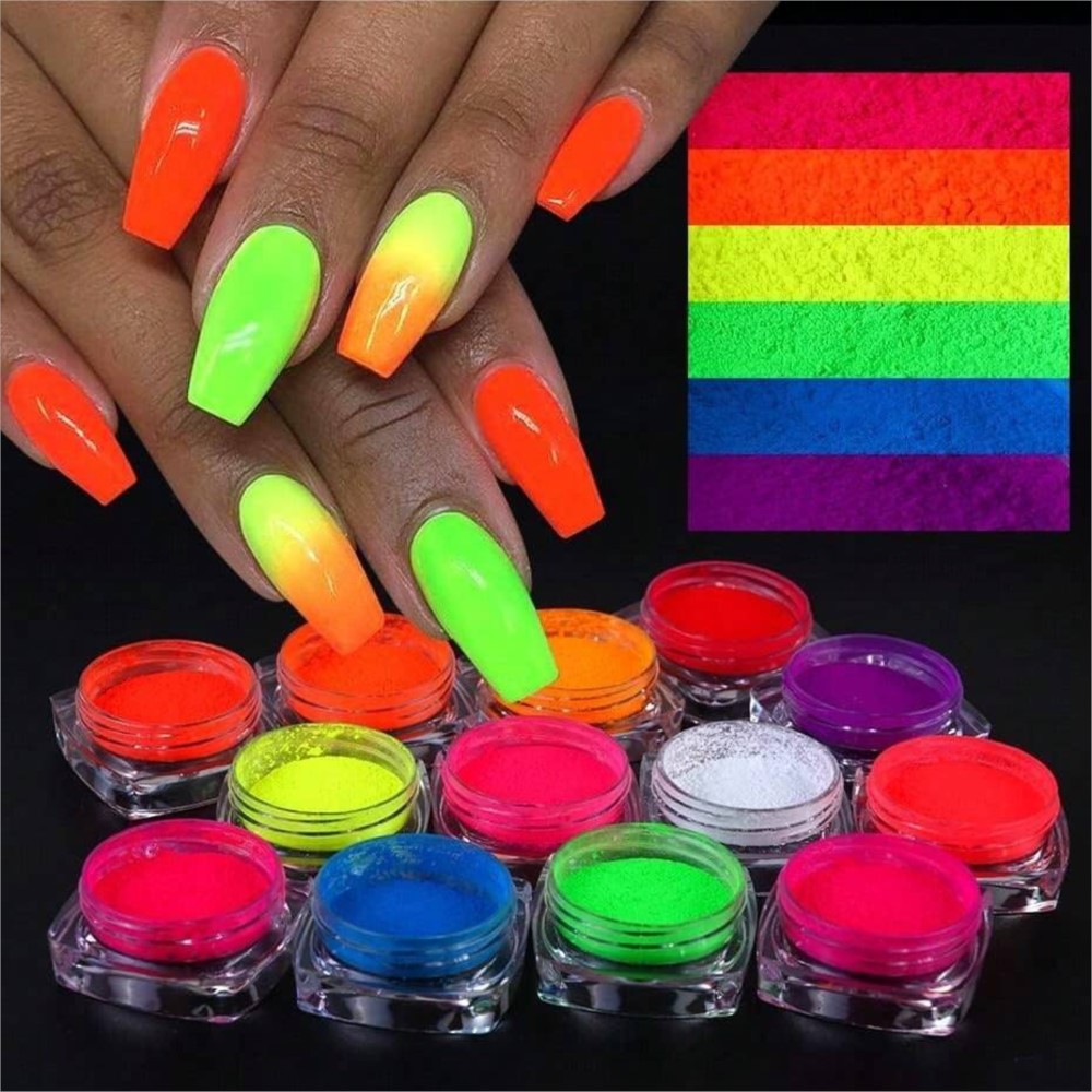 1Set Colorful Neon Phosphor Pi - Nail Art Ombre Glitter recension och pris