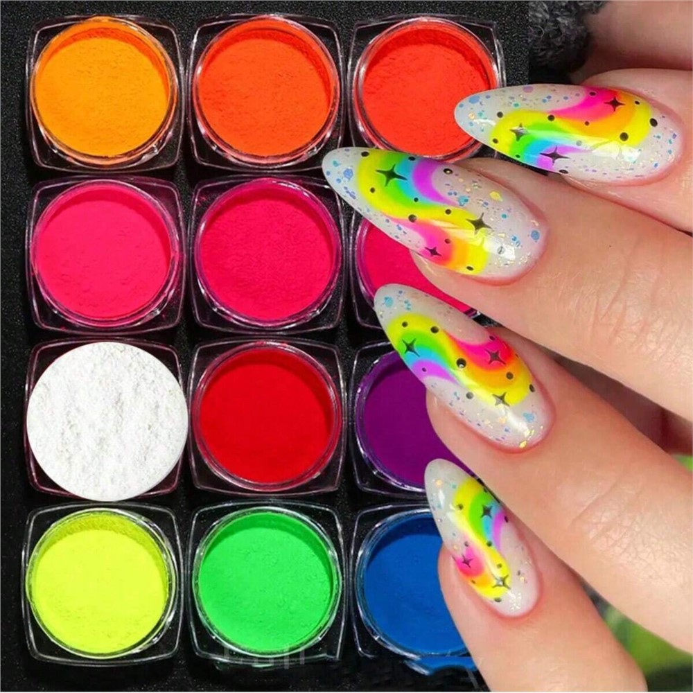 1Set Colorful Neon Phosphor Pi - Nail Art Ombre Glitter recension och pris