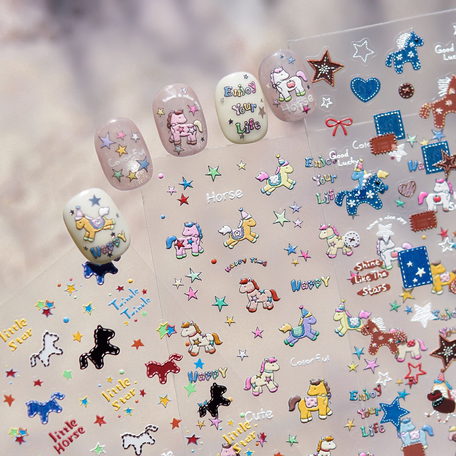 Retro Denim Pony Horse Patchwo - Nail Art Denim recension och pris