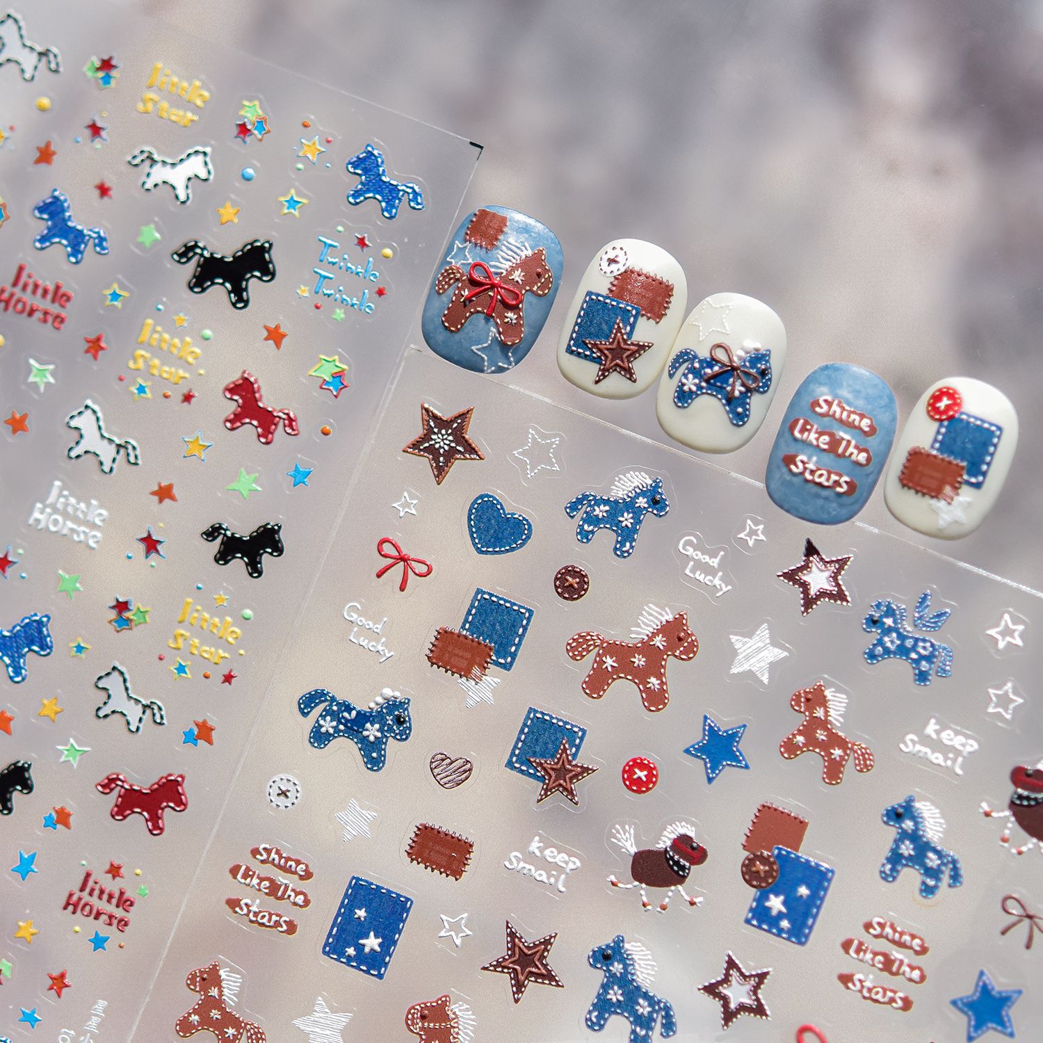 Retro Denim Pony Horse Patchwo - Nail Art Denim recension och pris