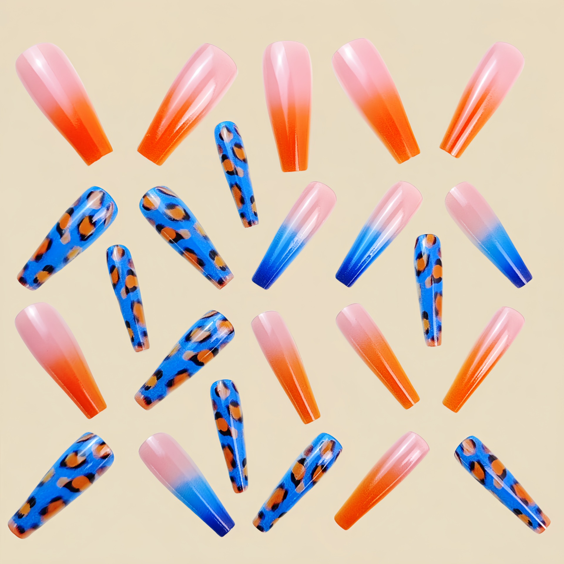 Gradient orange blue fake nail - Nail Art Orange recension och pris