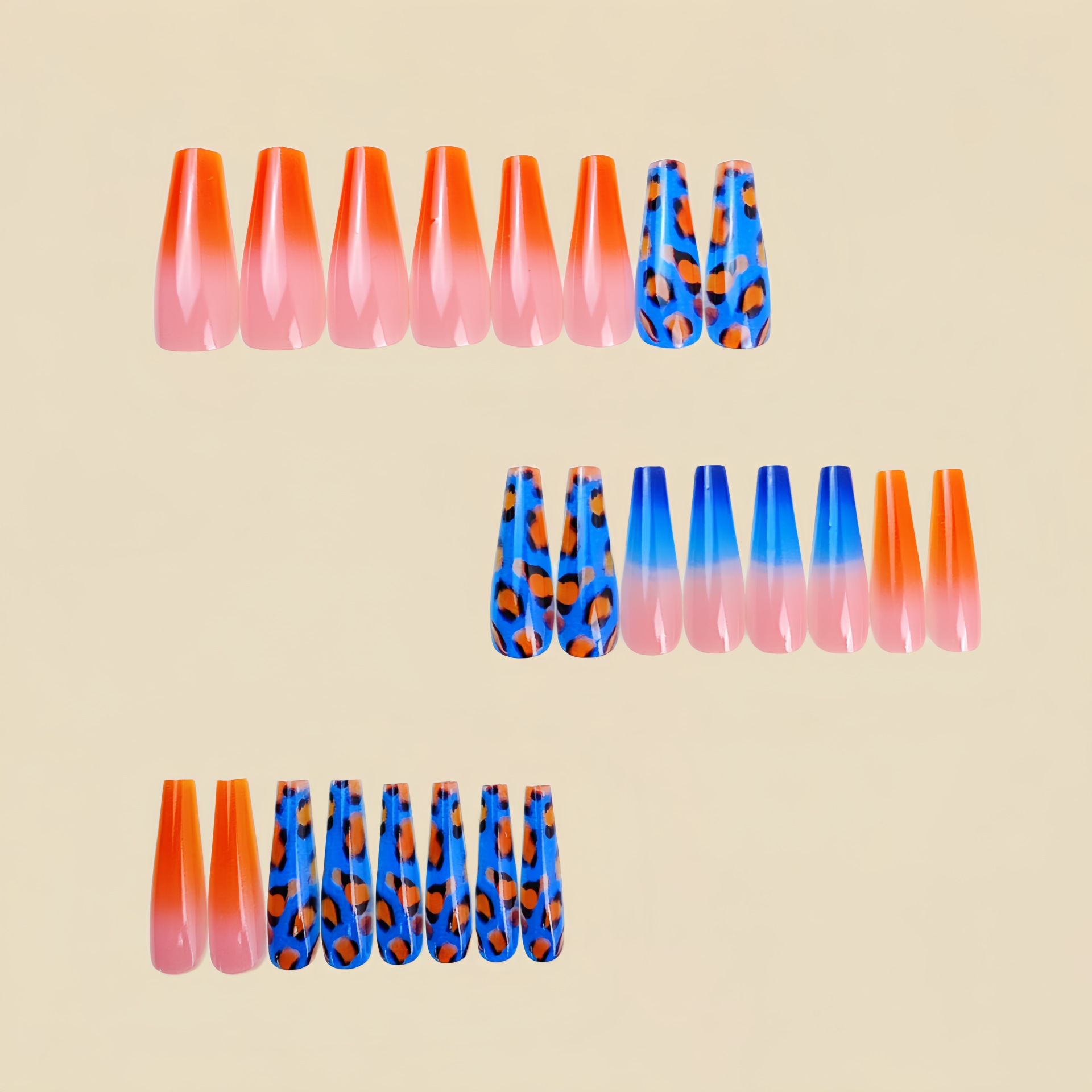 Gradient orange blue fake nail - Nail Art Orange recension och pris