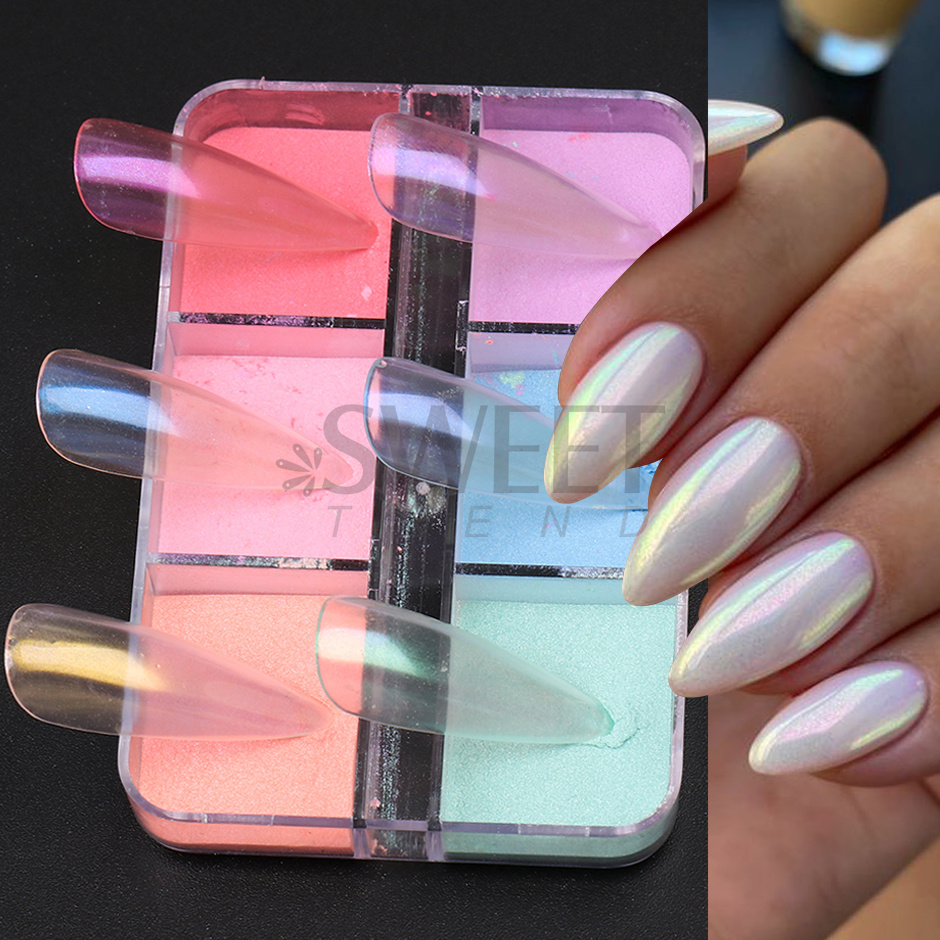 6 Grids Mirror Pearl Nail Powd - Nail Art Ombre Glitter recension och pris
