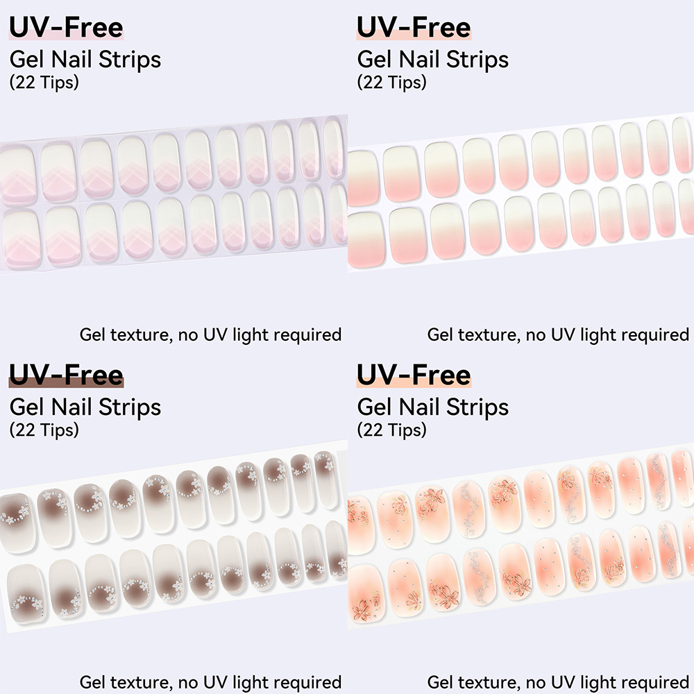 UV FREE Gel Nail Strips 22 Tip - Nail Art Ombre Glitter recension och pris