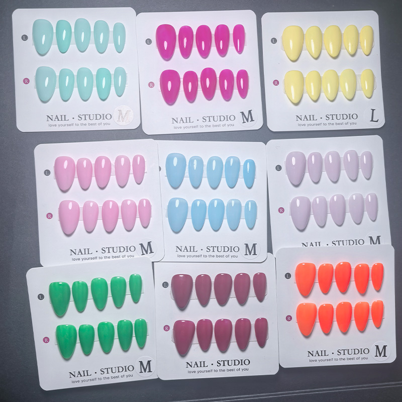 10pcs Almond Press on Nails Ha - Nail Art Yellow recension och pris