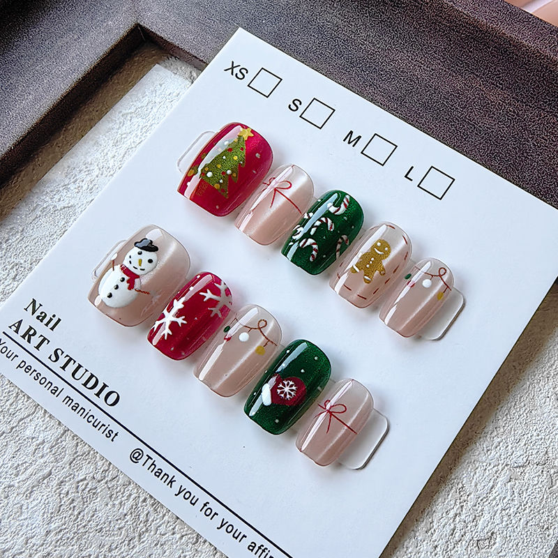 10 Pcs Christmas Half Handmade - Nail Art Fake recension och pris