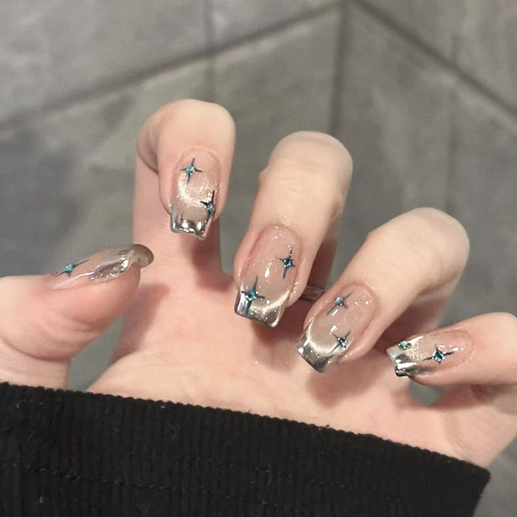 24pcs Short Square Press on Na - Nail Art Ombre Glitter recension och pris
