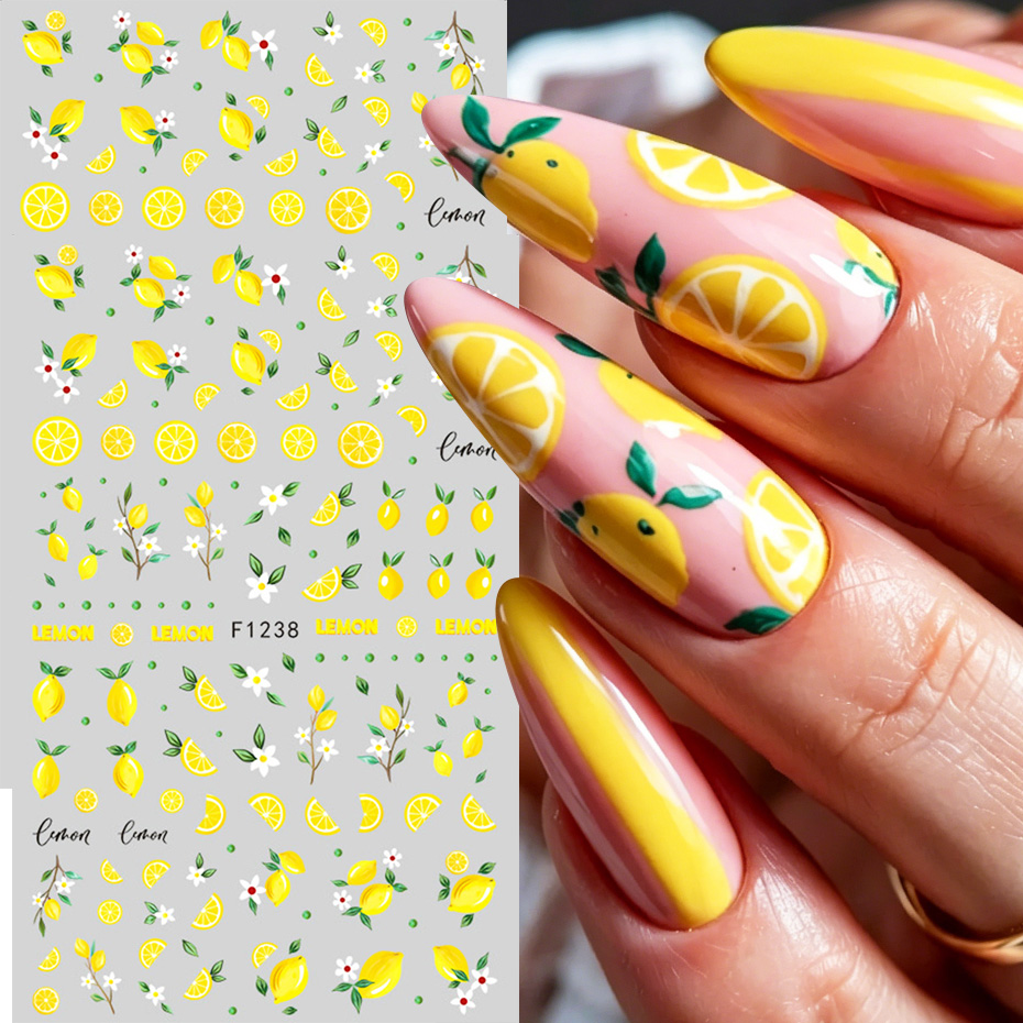 2pcs Yellow Lemon Slice Nail A - Nail Art Yellow recension och pris