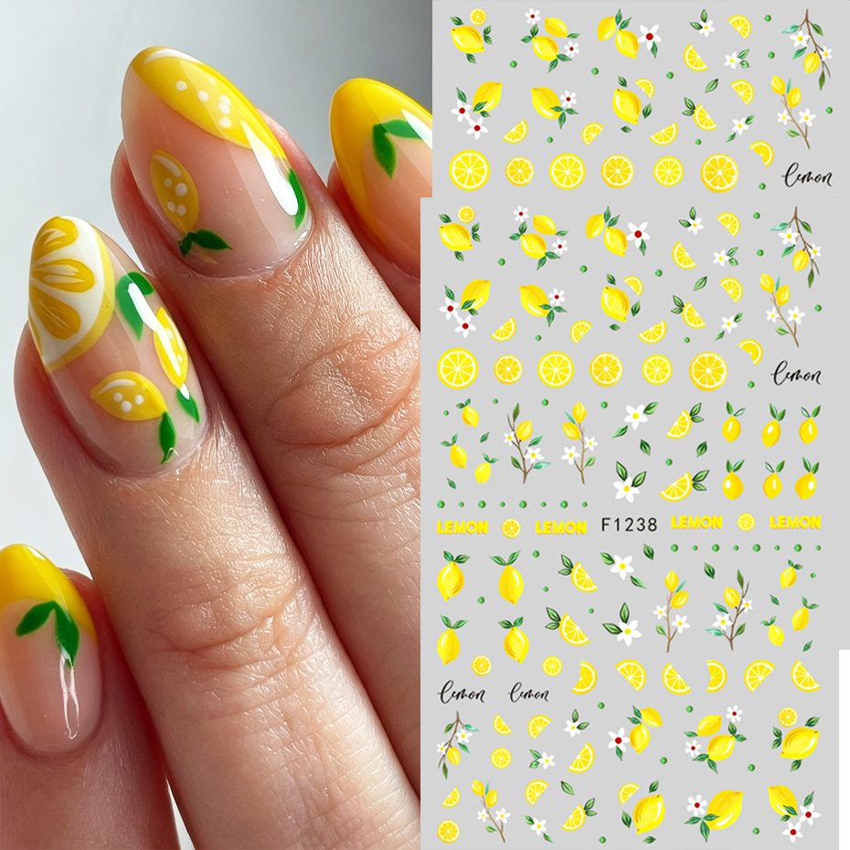 2pcs Yellow Lemon Slice Nail A - Nail Art Yellow recension och pris