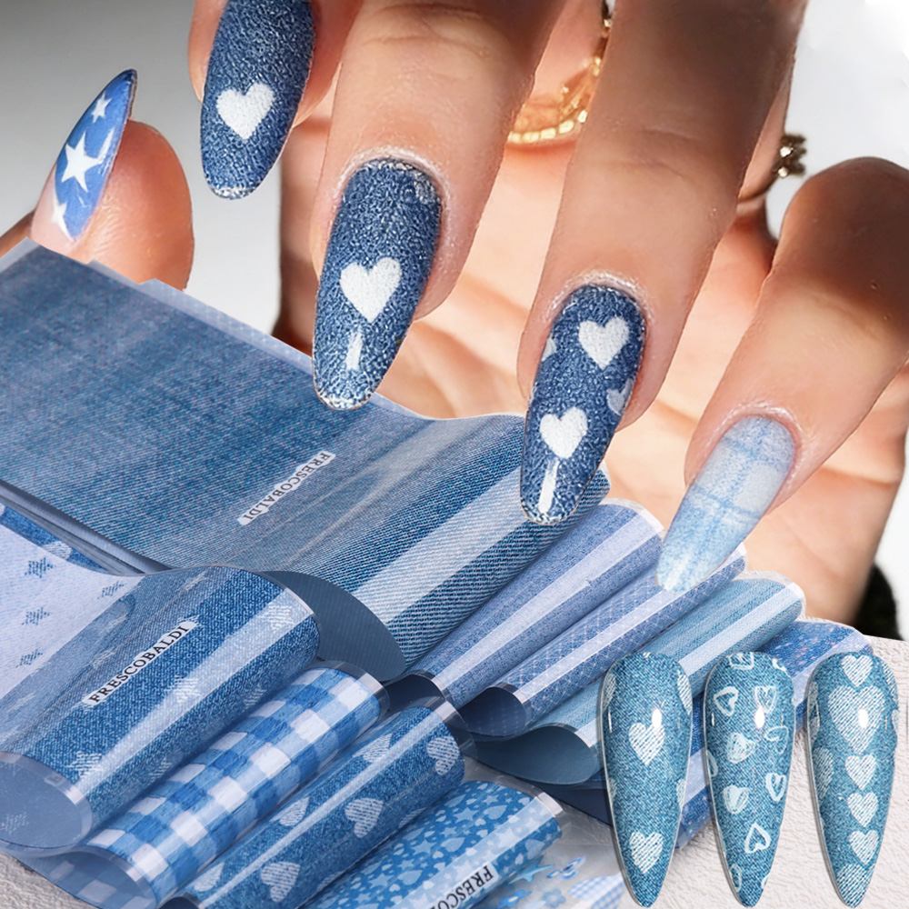 Ins patchwork Style Denim Nail - Nail Art Denim recension och pris
