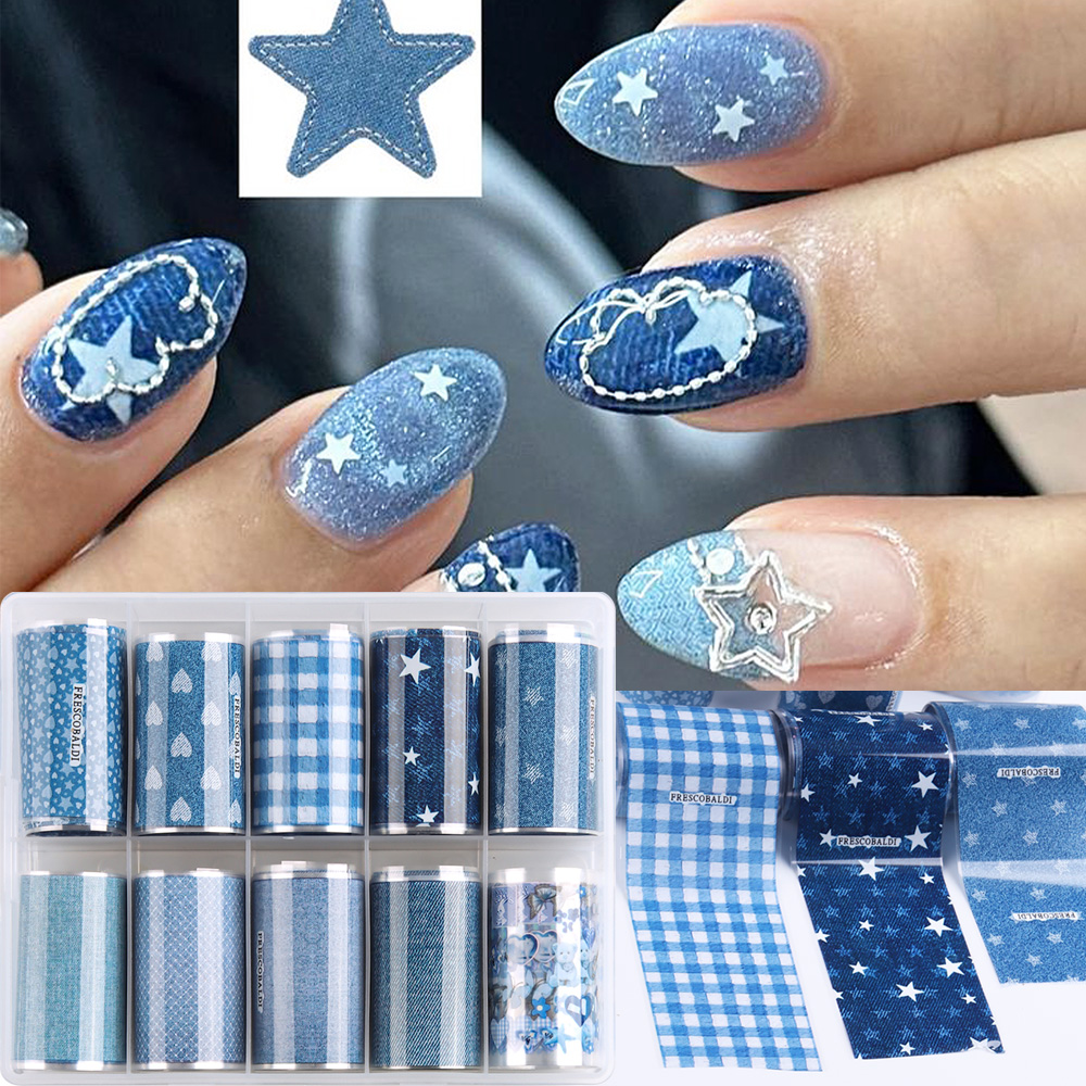 Ins patchwork Style Denim Nail - Nail Art Denim recension och pris