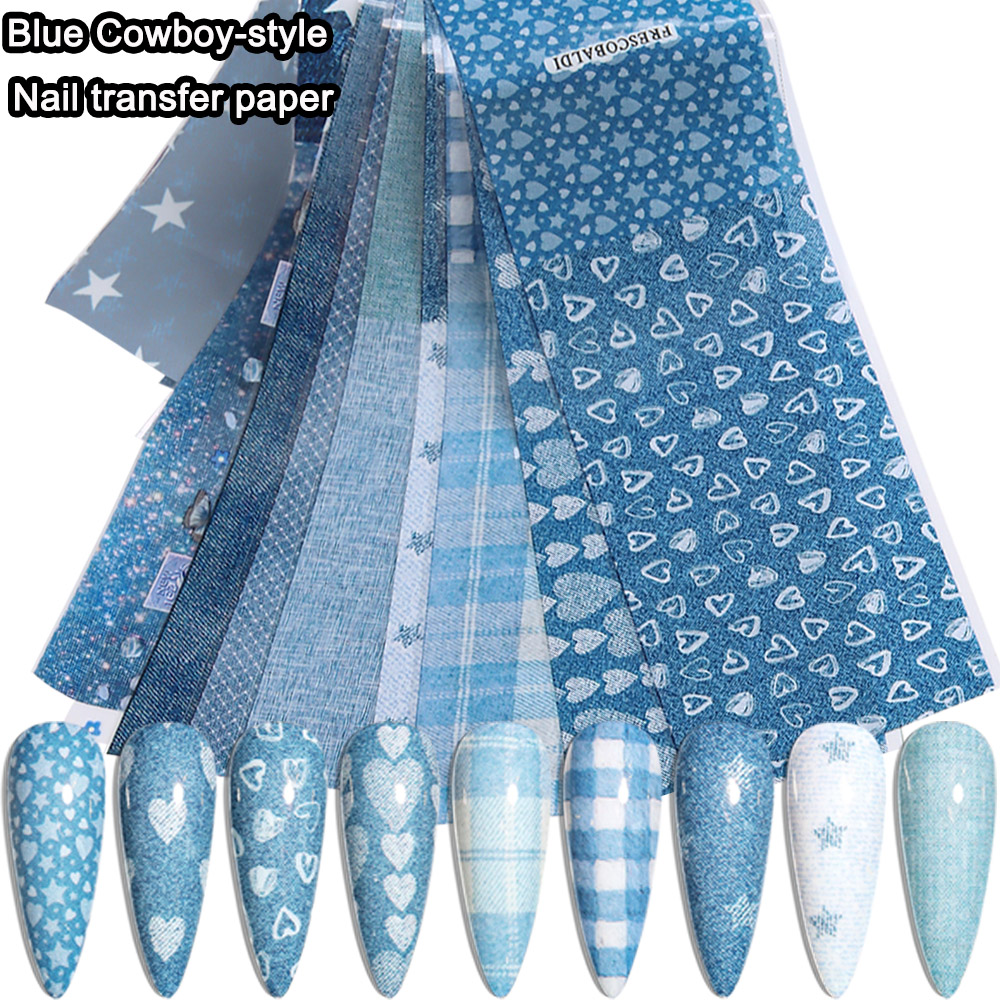 Ins patchwork Style Denim Nail - Nail Art Denim recension och pris