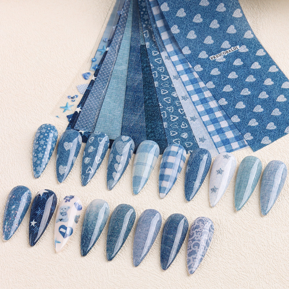 Ins patchwork Style Denim Nail - Nail Art Denim recension och pris